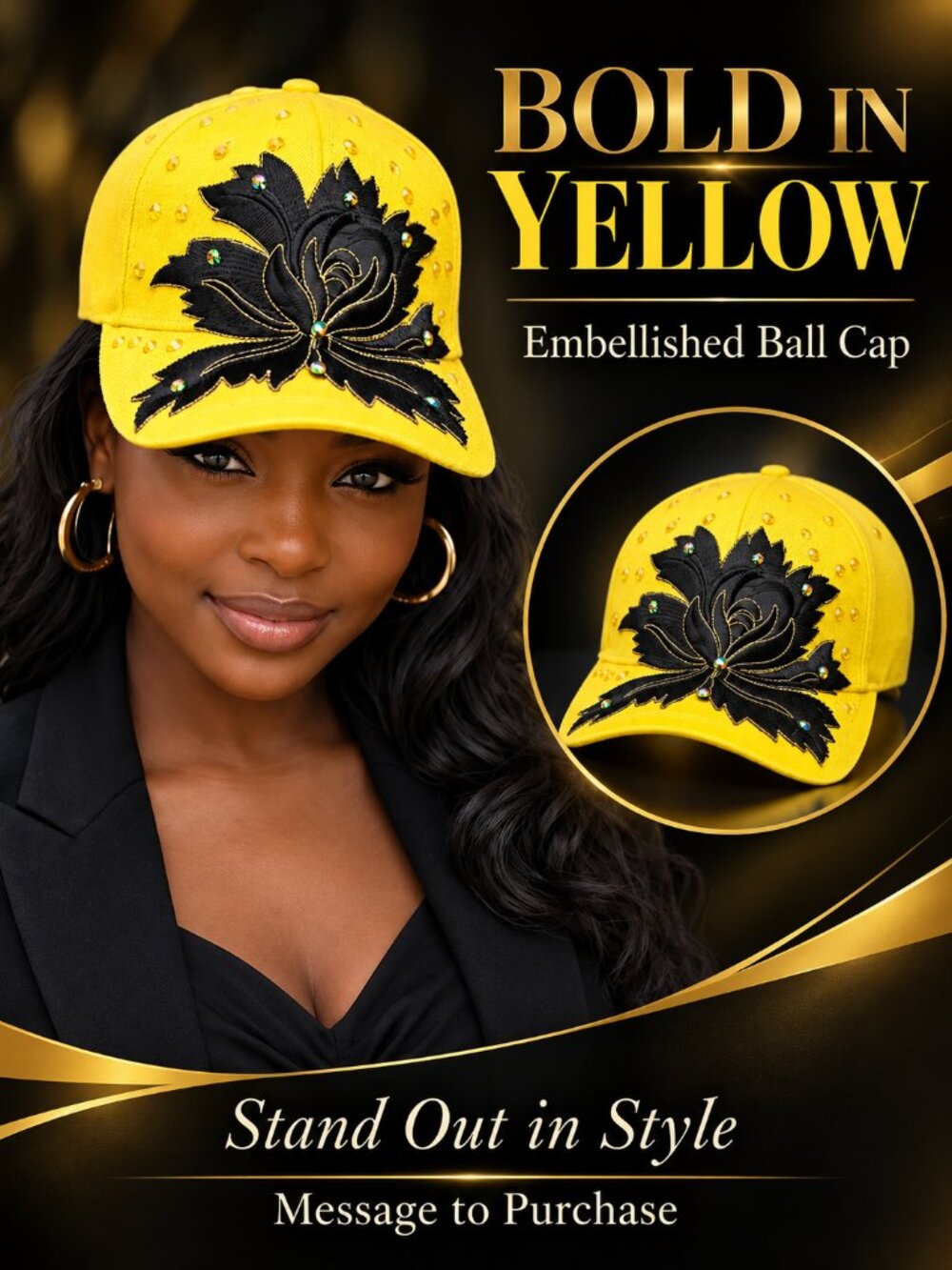 Bold Yellow Floral Statement Cap
